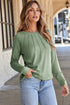 Raglan Long Sleeve Exposed Seam Detail Relaxed Fit Crew Neck Top